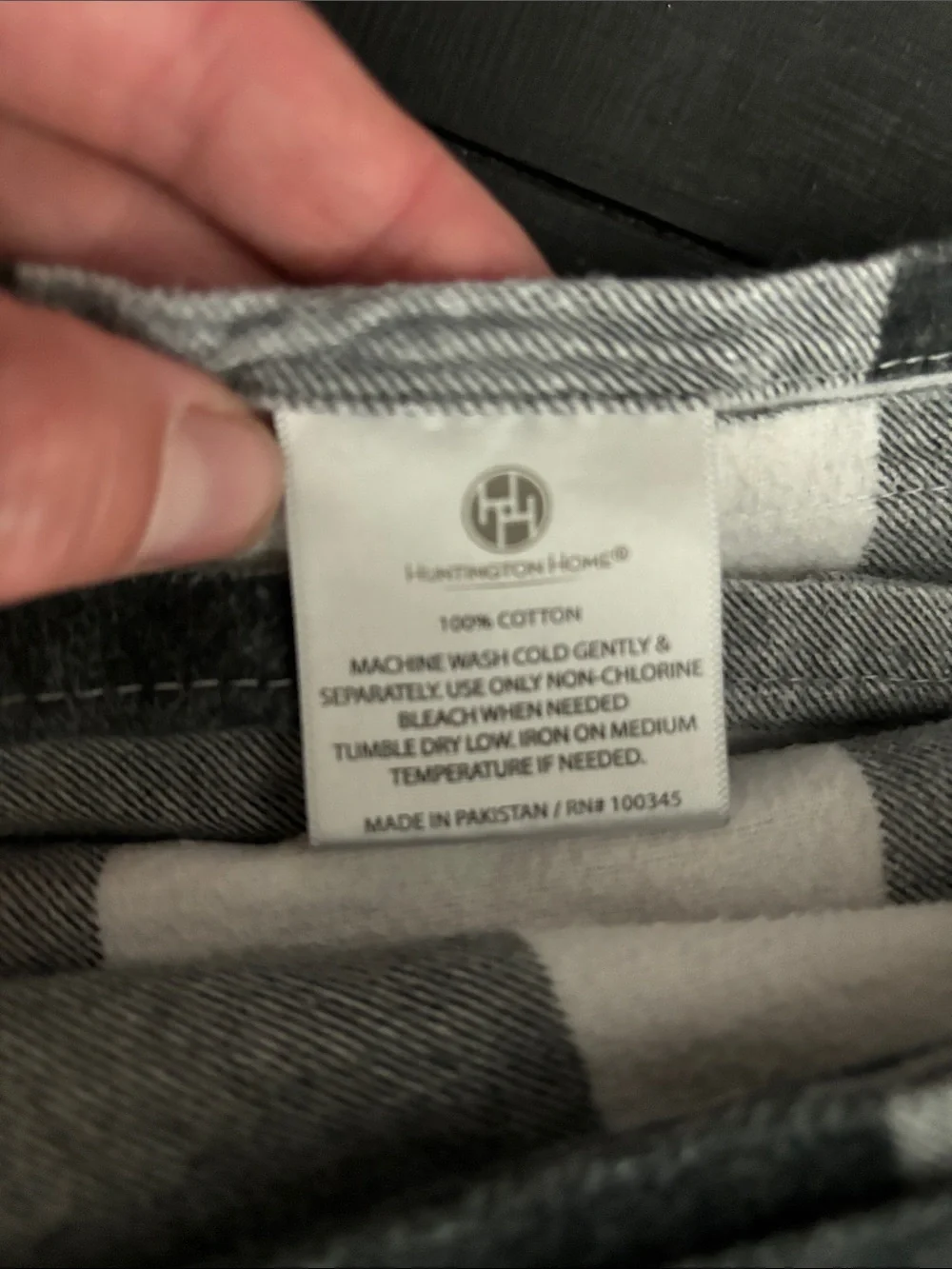 Huntington Home Black and White Buffalo Check Flannel Sheets